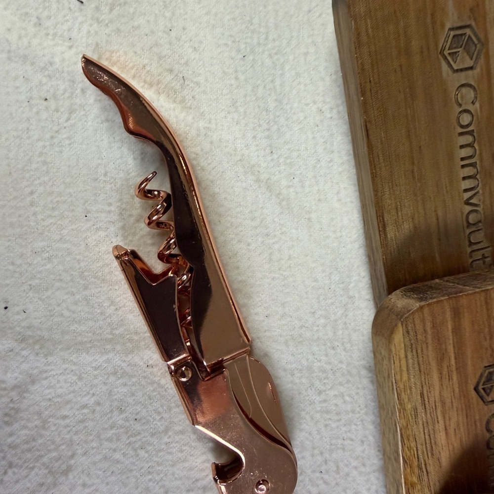 Rose Gold Cocktail Shaker Bar Set w/ Bamboo Stand, Strainer & 4 Coasters - Picture 5 of 10